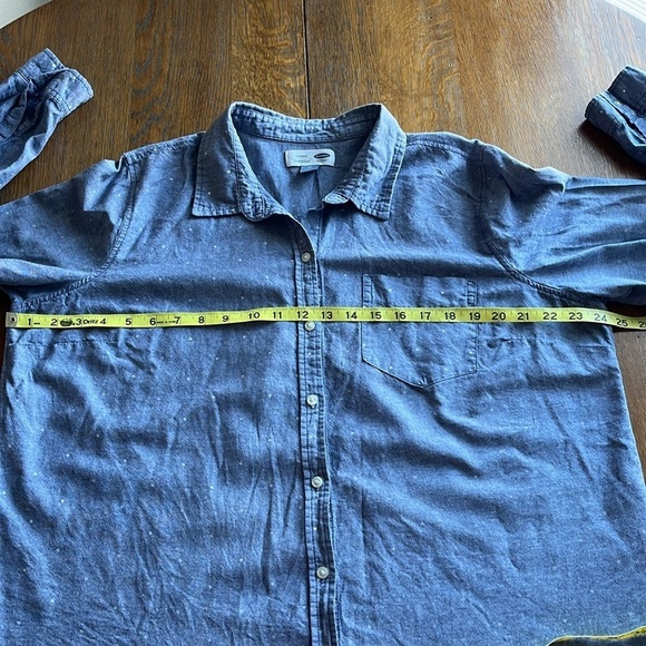 Old Navy Classic Denim Color White Dots Long Sleeve Button-down Size XL Pocket - Picture 6 of 12